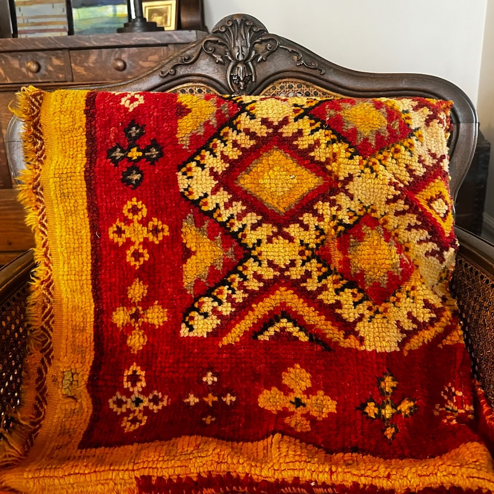 Vintage Moroccan tribal rug made into pillow cover